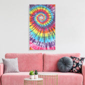 Spiraal Tie Dye Stretched Canvas (Insitu (Woonkamer))