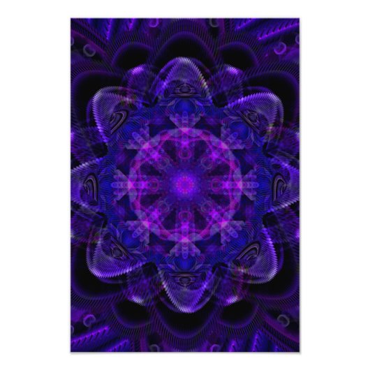 Spiraal ventilatorfractal donker Paars UV Pixel Foto Afdruk (Voorkant)