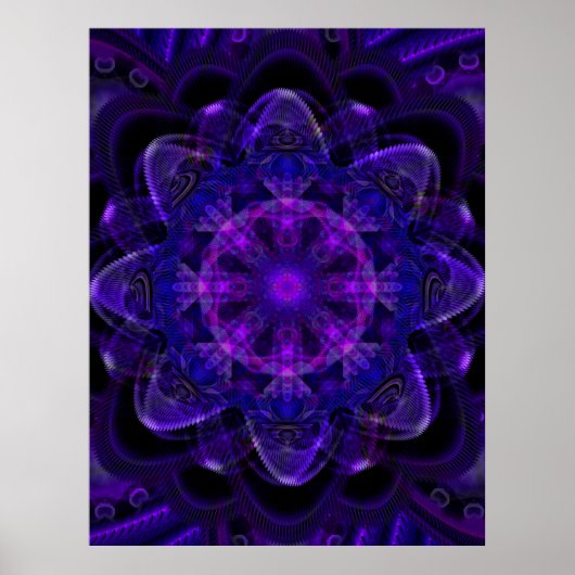 Spiraal ventilatorfractal donker Paars UV Pixel Poster (Voorkant)