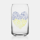 Spiraal wervelt mehandi hart Oekraïense vlag kleur Blikvorm Glas (Achterkant)