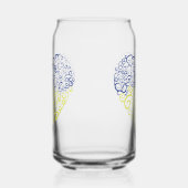 Spiraal wervelt mehandi hart Oekraïense vlag kleur Blikvorm Glas (Links)