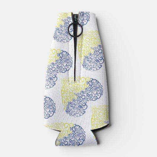 Spiraal wervelt mehandi hart Oekraïense vlag kleur Flesjeskoeler (Achterkant)