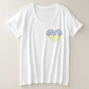 Spiraal wervelt mehandi hart Oekraïense vlag kleur Grote Maat T-shirt