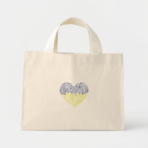 Spiraal wervelt mehandi hart Oekraïense vlag kleur Mini Tote Bag