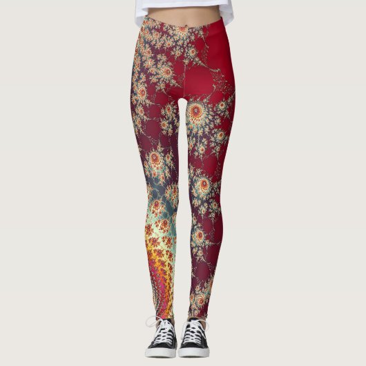 Spiraalvormig bloempatroon leggings (Voorkant)