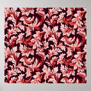  spiraalvormige barokbladeren, getextureerd. poster