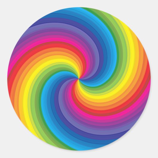 Spiraalvormige regenboogbreuk ronde sticker (Voorkant)