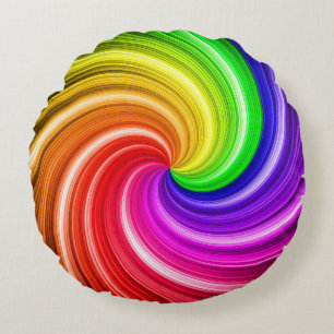 Spiral Colorful Tie Dye Rainbow Swirl Art Patroon Rond Kussen