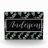 Spiral Eucalyptus Pattern with White Monogram Fotoblokken (Voorkant)