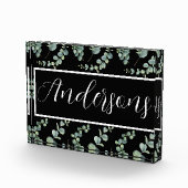 Spiral Eucalyptus Pattern with White Monogram Fotoblokken (Rechts)