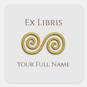 Spiral Ex Libris Bookplaat, Vierkante Sticker
