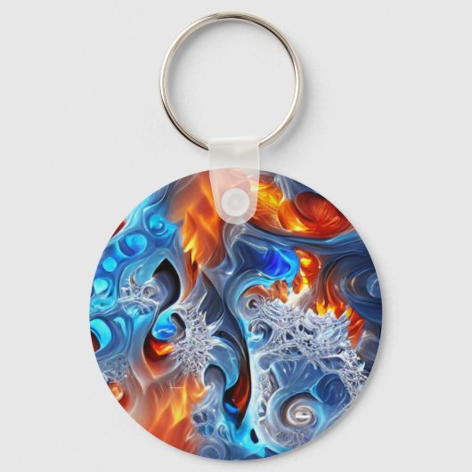 Spiral Fire en Ice Fractal Artwork Sleutelhanger (Voorkant)