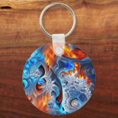 Spiral Fire en Ice Fractal Artwork Sleutelhanger (Voorkant)