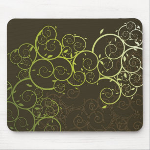 Spiral Green Vines Pattern Mousepad Muismat
