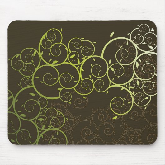Spiral Green Vines Pattern Mousepad Muismat (Voorkant)