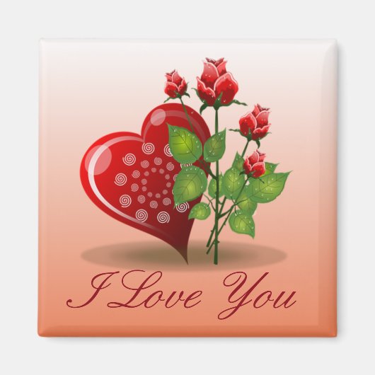 Spiral Heart en Red Rose Magneet (Voorkant)