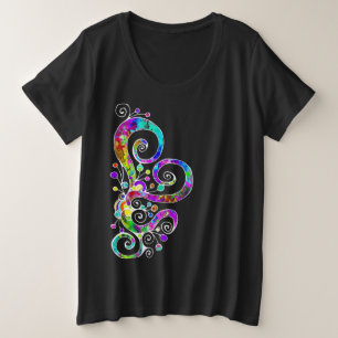 Spiral Heart Hand Gepiliseerd Design 2 Grote Maat T-shirt