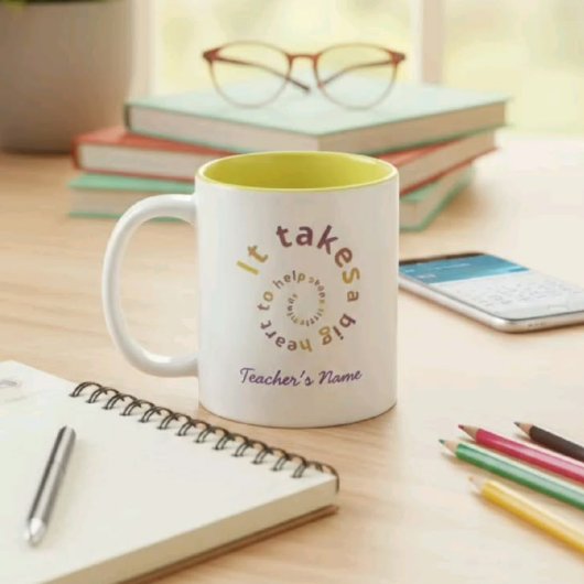Spiral Heart Teacher Coffee Mug - Personalizable