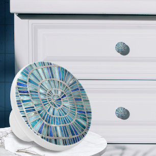 Spiral Mosaic Art - Aquamarijn Keramische Knop