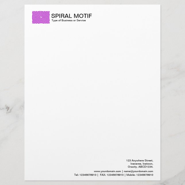 Spiral Motif - Paars Custom Briefhoofd (Voorkant)