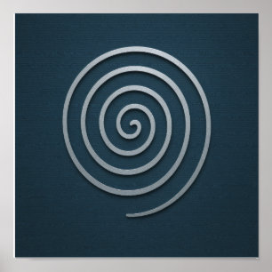 Spiral Navy Silver Poster
