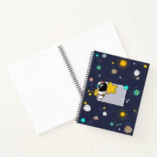 Spiral NotebooAstronaut Buitenste Ruimte Cartoon k Notitieboek