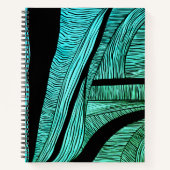 Spiral notebook met blauwe en zwarte golven notitieboek (Voorkant)