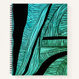 Spiral notebook met blauwe en zwarte golven notitieboek