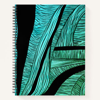 Spiral notebook met blauwe en zwarte golven notitieboek