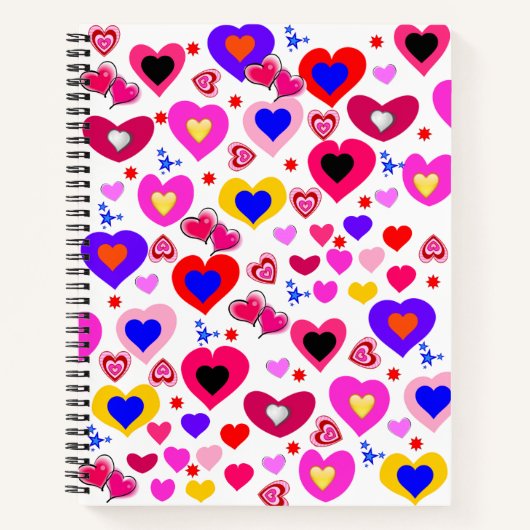 Spiral Notitieboek Colorful Hearts (Voorkant)