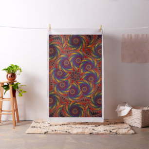 Spiral Octopus Psychedelic Rainbow Fractal Art Stof