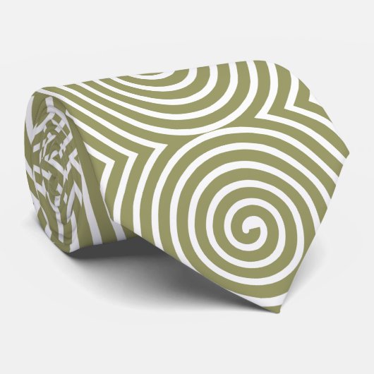 Spiral Pattern - Khaki and White Stropdas (Opgerold)