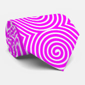 Spiral Pattern - Magenta and White Stropdas (Opgerold)