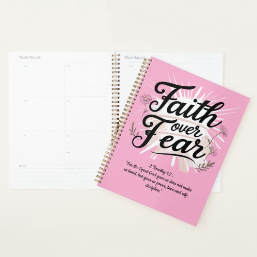 Spiral Planner with 2 Timothy 1:7Bible Verse (Devant avec enveloppe)