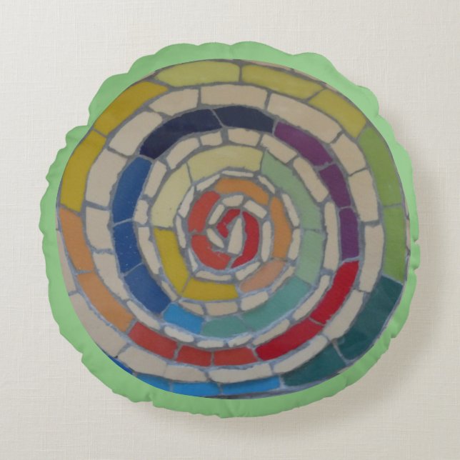 Spiral Rainbow Mosaic Yoga Coussin rond (Devant)
