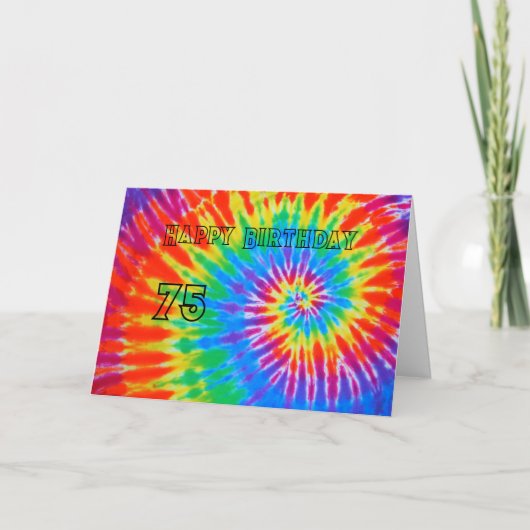 Spiral Rainbow Tie Dye 75e Bonne carte d'anniversa (Devant)
