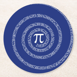 Spiral Rings voor Pi op Navy Blue Ronde Kartonnen Onderzetter