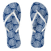 Spiral Seashell Block Print, Cobalt Blue en White Teenslippers (Voetbed)