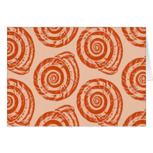 Spiral Seashell Block Print, koraal Oranje