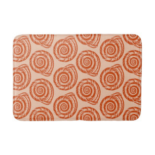 Spiral Seashell Block Print, koraal Oranje Badmat