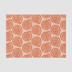 Spiral Seashell Block Print, koraal Oranje Tissuepapier
