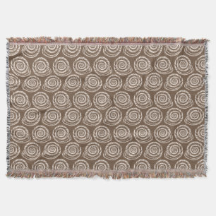 Spiral Seashell Block Print, Taupe Tan en Cream Deken