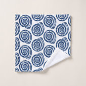 Spiral Seashell Block Print, White en Cobalt Blue Bad Handdoek (Wasdoekje)