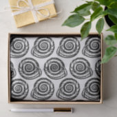 Spiral Seashell Block Print, zwart-wit Tissuepapier (Geschenk)