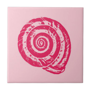 Spiral Seashell, Coral Pink en Fuchsia Pink Tegeltje