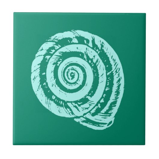 Spiral Seashell, Turquoise en Aqua Tegeltje (Voorkant)