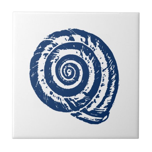 Spiral Seashell, White en Cobalt Blue Tegeltje (Voorkant)