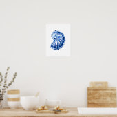 Spiral Shell, Indigo Blue en White Poster (Keuken)