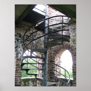 Spiral Staircase bij Poetts Seat Tower in Mass. Poster