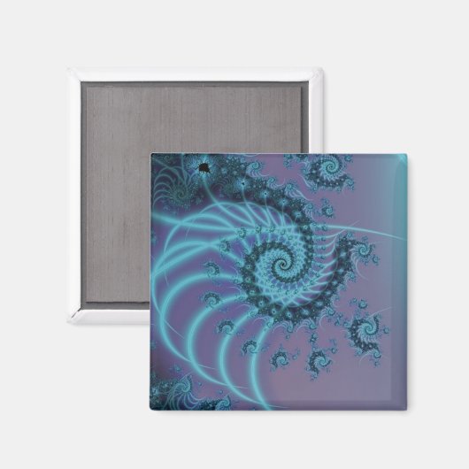Spiral Staircase | Blauwe en roze fractale kunst Magneet (Voorkant / Achterkant)